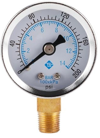 CLEIDE Druckanzeige, 40 mm Zifferblatt, Vakuum-Barometer, radial, 1/8 Zoll NPT, Öldruckmesser, Edelstahl, Eisen, 0–200 PSI, hohe Präzision for Luft, Wasser, Kraftstoff, Flüssigkeit Leicht zu lesen