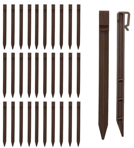 Lot de 30 piquets d'ancrage en Plastique Robuste de 24,6 cm pour Bordure de Paysage, piquets d'ancrage pour Bordure, terrasse, Planche, tentes de Jardin (Marron, 30)