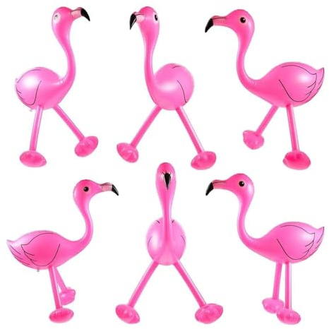 NAUZE 6Pieces Inflatable Flamingo Blow Up Pink Flamingo Pool Party Favors Toys Swimming Luau Fancy Dress Party Decoration for Holiday Beach Carnival Supplies