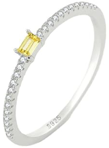 Mode Topas Baguette Einzelne Reihe von Diamanten Ring Für Frauen Echter Kristall Sterling Silber Geschenk Schmuck