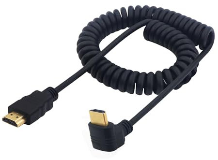LANMINGLEL Cable HDMI en Espiral con Ángulo Recto 90 Grados, Macho a Macho, Alta Velocidad 4K 60Hz 1080P, Compatible con TV, PC, Laptop (Abajo)