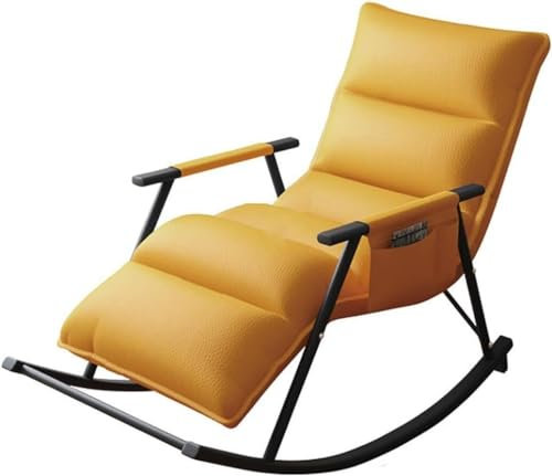 Gepolsterter Schaukelstuhl, Freizeitsofa-Schaukelstuhl, Schaukelstuhl mit hoher Rückenlehne, Leder-Schaukelstuhl, Liegestuhl, Mid-Century-Sessel für das Wohnzimmer, Einzelseitentasche (Farbe