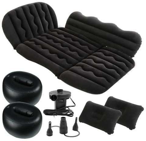 RUGPDA Auto Luftmatratzen für FIAT Tipo 500 500L 500X Ducato, Einfach zu Säubern Air Bed Car Air Mattresses Car Accessories,A Black