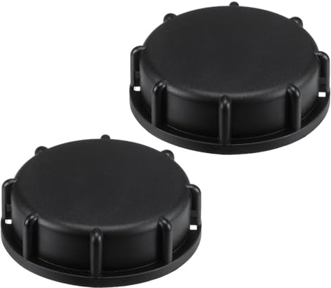 YOKIVE 2 Stück Kunststoffadapter Gewinde-Abdeckkappe Schwarz 55mm | grobes weibliches, mit Dichtung, ideal zum Abschließen von Schlauchenden
