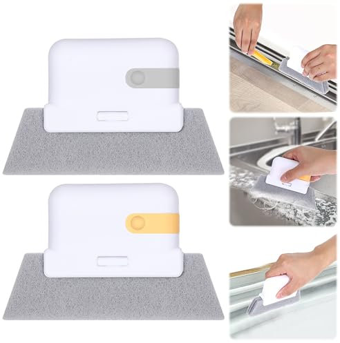 Tyqour 2Pcs Window Groove Cleaning Brush Multifunctional Track Cleaning Brush Window Sill Cleaner Tool Hand-held Window Gap Sliding Door Cleaner Brush for Sill Tile Lines Shutter Keyboard
