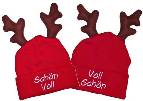 tshirtladen Voll Schön | Schön Voll Rentier Duo Mütze lustiges Statement Beanie Mütze mit Spruch