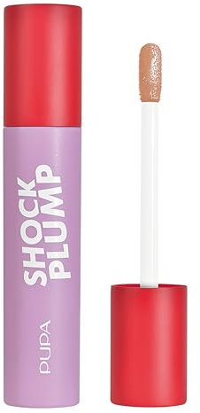 Pupa Lip Gloss Shock Plump Instant Volumising - Fleshier Lips, länger abnehmbar, Thermo-Crio-Aktivstoffe (Chili und Menthol) Super Glossy Texture - (Farbe 003 Scandal Nude)