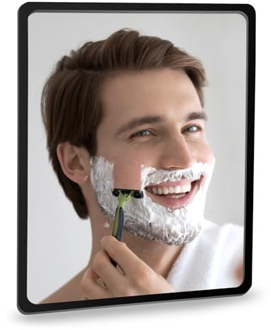 Specchio da doccia anti appannamento (23 x18 cm) Specchio da parete adesivo antiappannamento per il bagno, specchio da trucco antiappannamento per la rasatura, specchio infrangibile sicuro per bambini