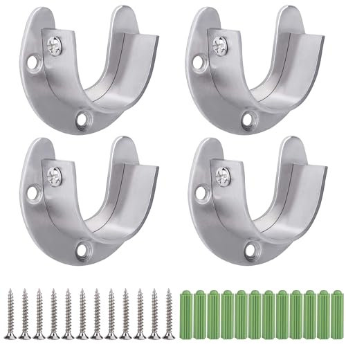 Soporte Barra Cortina, Soporte de Barra de Armario Forma de U Acero Inoxidable Soportes para Varillas con Tornillos para Barra de Cortina de Ducha de Armario, 32mm