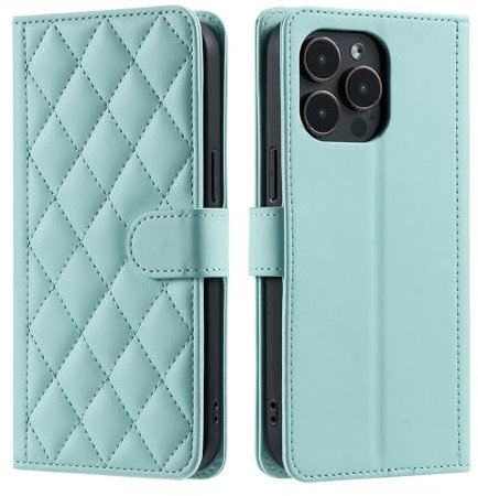 Custodia per Apple iPhone 13 pro max Custodia Compatibile con iPhone 13 pro max Custodia del telefono Flip Cover in pelle di Pu Mint Green