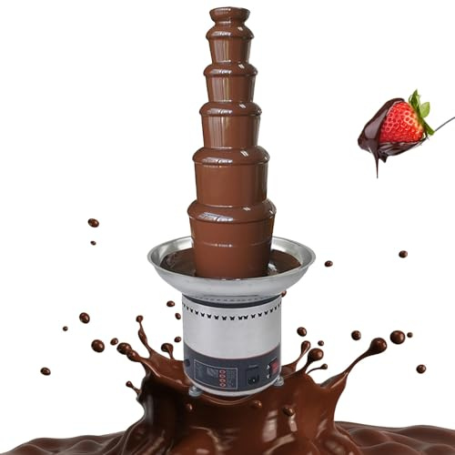 guoyjmm Electric Chocolate Fondue Machine, 4/5/6/7 Tiers Stainless Steel Hot Chocolate Fountain, Large Commercial Hot Chocolate Fondue Tower, for Party Wedding Birthday,6Tier
