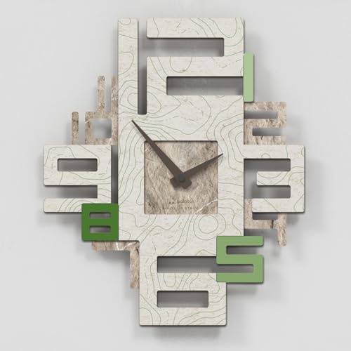Giallobus - Premium-Uhr - Axia - MDF-Holz - Premium 38x45 - - 19 - Montain - Italienisches Handwerk – geräuschlos – Geschenkidee – modern