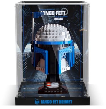 Acryl Display Vitrine kompatibel mit Lego Jango Fett Helm 75408 (nur Box, kein Modell), Staubdichtes Transparentes HD Backdrop Display Case für Lego 75408 Jango Fett Helm