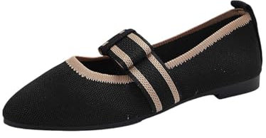 Generisch Ballerina Shoes Women's Elegant Flat Shoes with Bow Pointed Shoes Sporty Walking Shoes Mesh Trainers Flat Mouth Dress Shoes Slip-On Single Shoes Lightweight Comfortable Summer Shoes, black