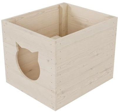 QLS Katzenhaus Box aus Holz passend für Kallax-Regal Katzenhöhle 33 x 38 x 29 cm unbehandelt
