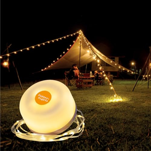 moses. Fernweh Camping-Lichterkette Summernights, Wiederaufladbares USB-C 2-in-1 Campinglicht mit 8 m LED-Lichterkette & Lichtkugel für Outdoor & Indoor, mit 5 Leuchtmodi & Geschenkbox