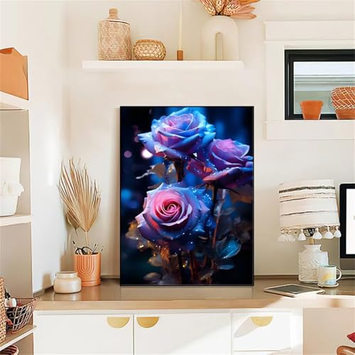 Suneve DIY Diamond Painting for Adults,5D Lluvia nocturna Pintura Diamante Kit,Diamond Painting Kit Completo,Round Rhinestones Bordado Pintura de Diamante Arte para Decoración Hogar 30x37 inch