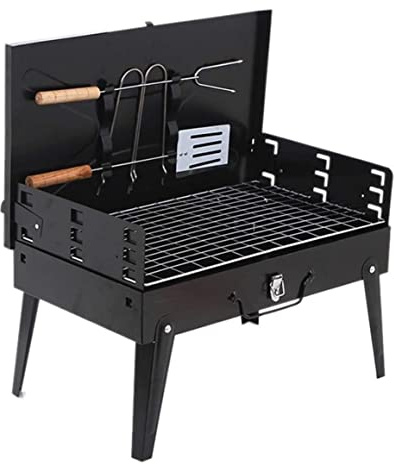 XDAWQP Barbecue Portatile Pieghevole a Carbone per Barbecue da 3-5 Persone, Barbecue da Esterno/Nero