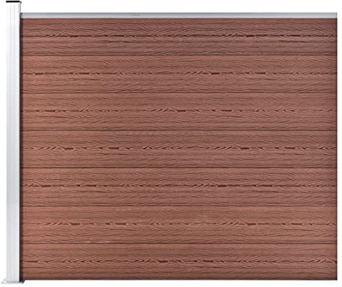 Zaunelement WPC 175x146 cm Braun, robustes Holz-Kunststoff-Verbundmaterial, erweiterbares Sichtschutzzaun-System für Garten und Terrasse, langlebig