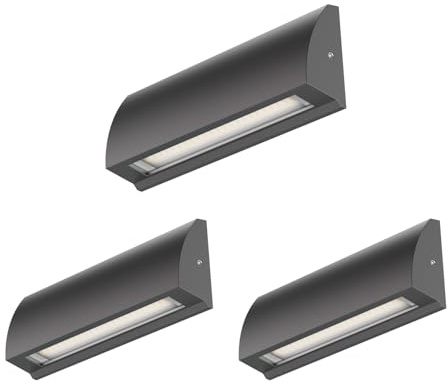 ledscom.de 3x LED Wandleuchte/Treppenlicht SEGIN für außen, IP54, flach, Downlight, anthrazit matt, eckig, 6,2 W, 566lm, warmweiß