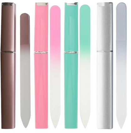 4 PCS Glass Nail File, Double-Sided Crystal Nail Files for Natural Nails, Manicure & Pedicure Tools, Professional Salon-Grade Files for Shaping and Polishing