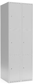 kaiserkraft | 3er-Schließfachschrank Fydor | 2 Abteile | lichtGrau | B 600 mm | Flache Dachform | Zylinderschloss