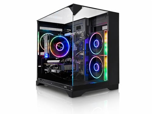 Fast Gaming PC with AMD Ryzen 7 5700X, RTX 5060 Ti 16GB GDDR7, 32GB DDR4 RAM, 1TB SSD, Panoramic Glass Case, Windows 11 Home, WiFi + Bluetooth