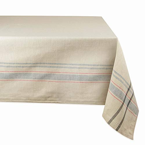 DII Französische Streifen Tischkollektion – Tischwäsche im Landhausstil für den Esstisch, 152,4 x 304,8 cm, Taupe/Grau