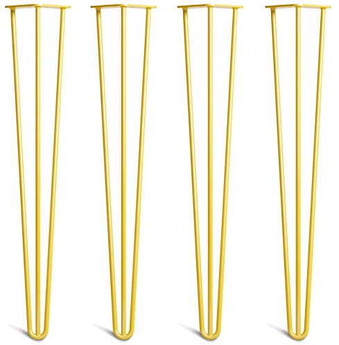 Lot 4 Pieds En Épingle À Cheveux En Acier 10mm Haute Qualité - Style Milieu 20ème Siècle - Protège-Pieds, Guide Installation, Vis Inclus - Disponible Dans 10-86cm Et Une Gamme Complète De Finitions