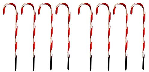 8er Set Zuckerstangenstäbe LED-Gartenleuchtstäbe mit 64 weißen LEDs Leuchtstab Zuckerstange Batteriebetrieben