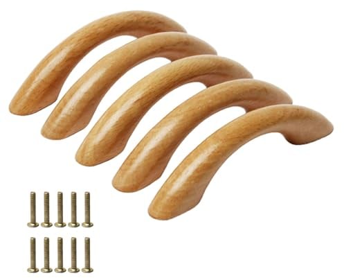 MroMax 5 Stück Schrankgriffe Holz, 64 mm Lochabstand, 91 mm Länge, Möbelgriff für Schrank, Möbel, Küche, Griffe für Kommode, Schublade, Kleiderschrank