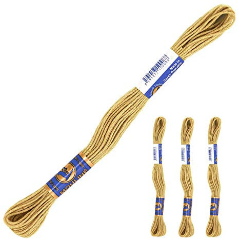 3 Docken Stickgarn je ca. 8m / Sticktwist 100% Baumwolle Stickerei verschiedene Farbwahl, Farbe :6722 braungelb