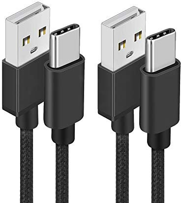 PS5 Controller/Pulse 3D Wireless Headset Charger Braided Cable 3 Meters USB/Type C 2 Pack Compatible to 5 Controller & Headset 2 PACK - BLACK