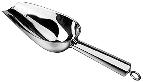 ANCLLO Pala de hielo de acero inoxidable, cuchara de harina de granos de café, raspador de alimentos (12 onzas)