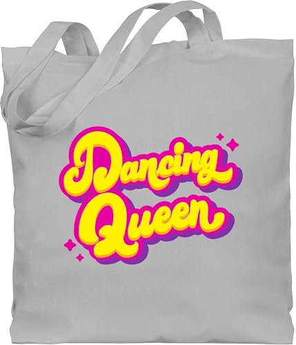 Baumwolltasche - Vintage Retro - Dancing Queen I Tänzerin Geschenk Tanzliebhaber - Unisize - Hellgrau - stoffbeutel stofftasche beuteltasche jute jutebeutel bag tote henkel totebag bags