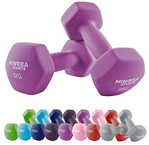 Miweba Sports Neopren Hantelset NKH100 | 𝐏𝐫𝐨𝐟𝐢 Hantel - Hexagon Hanteln Set - Kurzhanteln - Kurzhantel Set - Gymnastikhanteln - Hantel Set - Dumbbell - 0,5-10 Kg (2X 2.0 kg, Pink)