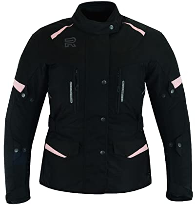 RS Chaqueta Moto Mujer Textil invierno Impermeable Con (CE) Protecciones (M, Rosa)