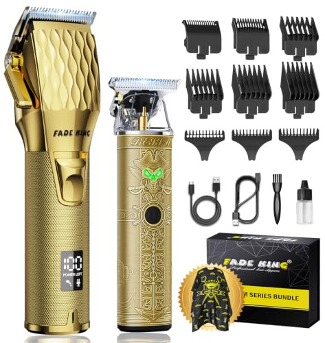 FADEKING® Professional Hair Clippers for Men, Cordless Barber Clippers & Beard Trimmer Set – Precision Hair Trimmer for Home/Barber Use, Men Grooming Kit with Travel Case – Ideal Gifts for Men
