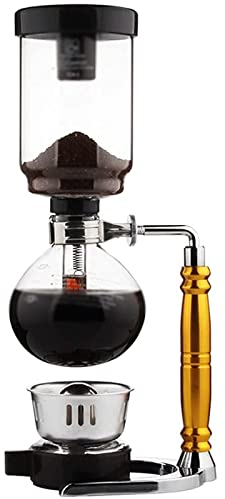 Habiba Caffettiera Ghiacciata Caffettiera a sifone in Vetro borosilicato, Caffettiera da Tavolo con bruciatore ad Alcool, Caffettiera ghiacciata con Base in Acciaio Inox Riutilizzabile