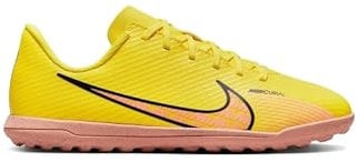 Nike Jr. Mercurial Vapor 15 Club Tf, Little/Big Kids' Turf Soccer Shoes, Yellow Strike/Sunset Glow, 38.5 EU