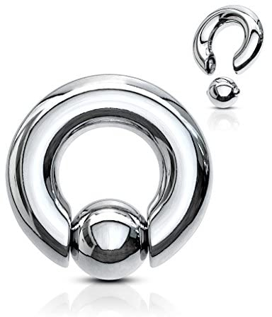 Federkugelring SILVER 3,0-10,0 mm aus silbernem Chirurgenstahl GRÖßENWAHL BCR Piercingring Intimpiercing (Dicke: 6,0 mm | Innendurchmesser: 19 mm)