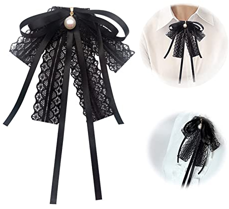 Hoshisea Broche Nœud Papillon Perle, Broche Noeud Chemise, Femmes Bow Broche, pour Noeud Papillon Remise Diplômes, Mariage Faire Fête, Robe Noeud Papillon (Noir)