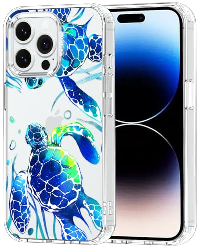 MOSNOVO Case for iPhone 14 Pro Max, [Buffertech 6.6ft Military-Grade Drop Protection] [Anti Peel Off Tech] Clear TPU Bumper Phone Case Cover Design - Sea Turtles