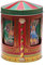 POWERHAUS24 Retro nostalgische Blechdose Santa Claus mit Spieluhr im Dosenboden, Geschenk, Aufbewahrung, Spielzeug, Deko, lebensmittelecht, ca. 12 cm x 16,5 cm, 2 Rezepte inklusive