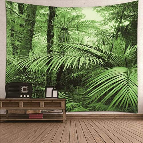UNZYE Wandbehang Tür Wanddekoration Außen Wald Tuch Wandteppich Wanddecke Tumblr Grün Art Deco Wanddecke Schlafzimmer Wohnzimmer 150x130CM