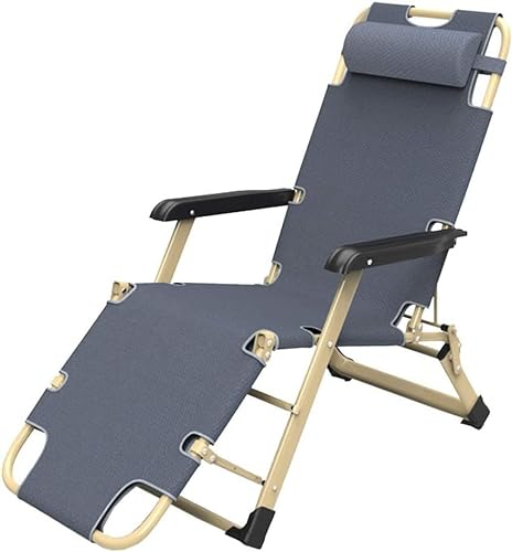 Barhocker Outdoor Zero Gravity Lounge Klappstuhl Tragbarer Lounge Chair mit verstellbaren, gepolsterten Kopfstützen für Garten, Strand, Rasen, Pool, max. Belastung 150 kg,Grau