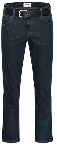 Wrangler Texas Herren-Stretchjeans Regular Fit Authentic Straight in verschiedenen Waschungen mit Gürtel in schwarz oder braun