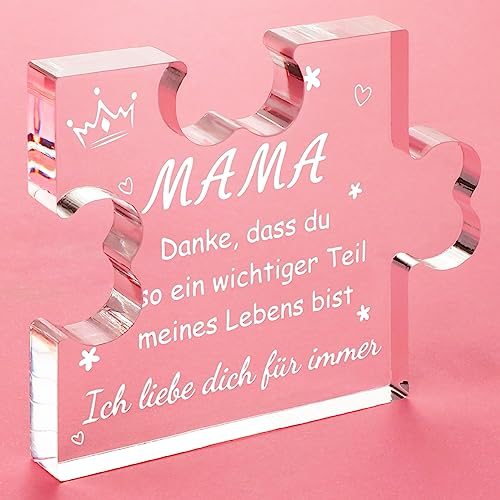 Funnli Mama Geschenk, Gravierter Acrylblock Geschenke für Mama, 3,35 x 2,76 Zoll Tischdekoration Muttertagsgeschenke, Mutter Geburtstagsgeschenk Weihnachten Geschenke Von Tochter Sohn