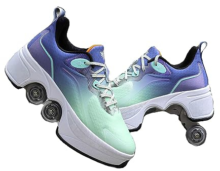 Skates Rollschuhe Schuhe, Automatisch Einziehbare Skate Schuhe, Roller Skate Shoes für Männer Frauen und Kinde, verstellbar Schuhe mit Rollen
