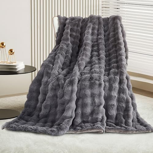 GKXLH Kuscheldecke Flauschig Decke - Weiche Plüsch Kuscheldecke, Fuzzy Kuschelig Decke Bettdecken, 1200GSM Kaninchen Kunstfell Leichte Decken Warme Flauschige Decke für Couch Bett Sofa (130x160cm)